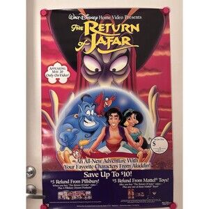 Original PROMO Poster 1994 DISNEY'S RETURN OF JAFAR MOVIE POSTER. ALADDIN